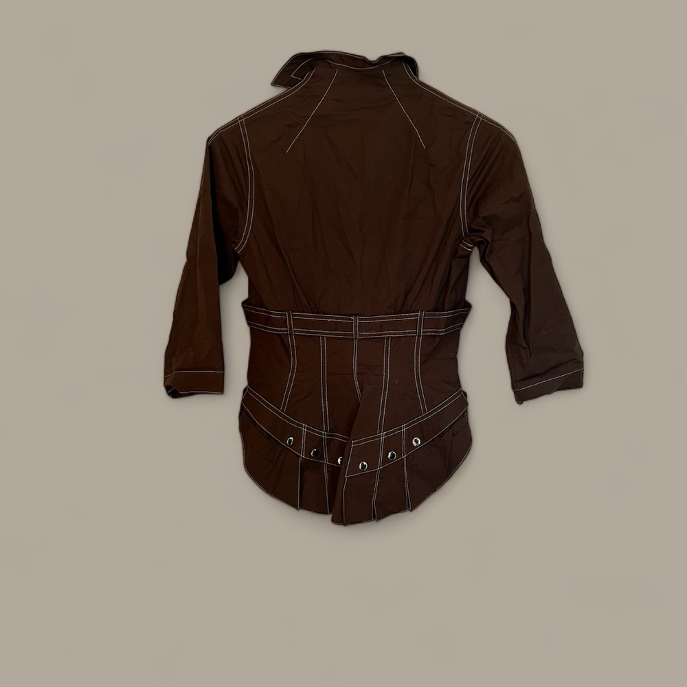 Structured Button Down Shirt With Corset Inspired… - image 2